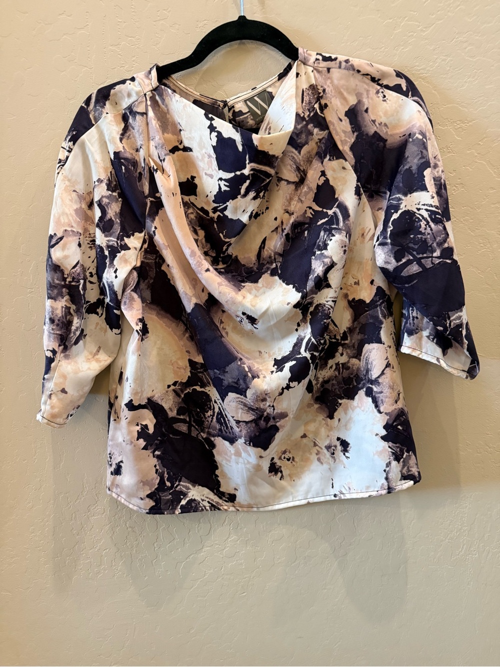 Worthington Abstract Print Blouse in Navy and Cream #P321